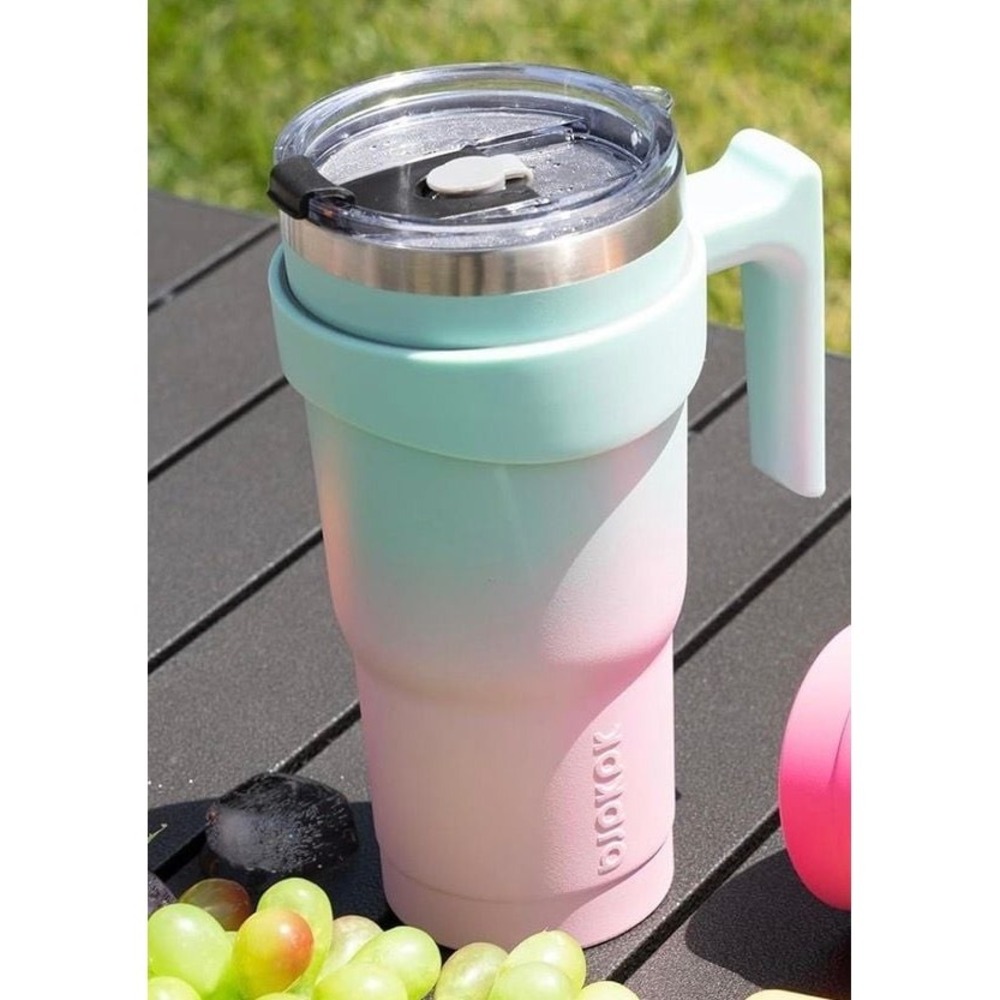 BJPKPK 40 oz Tumbler With Handle Insulated Tumblers With Lid And Extra Lid Stain